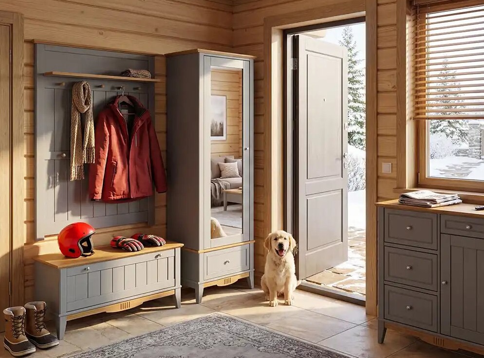 Прихожая Пенни: скандинавская лёгкость и натуральное дерево у входа