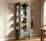 Витрина стеклянная Marlette WOOD Прованс с зеркалом