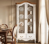 Cервант стеклянный Marlette WOOD Прованс с зеркалом