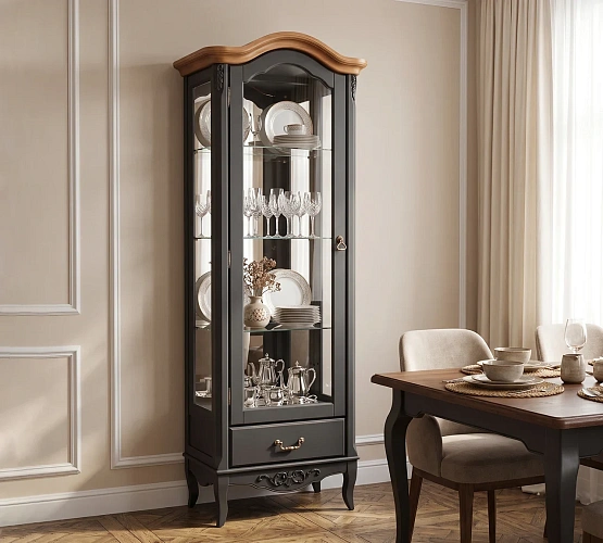 Фото Витрина стеклянная Marlette WOOD Прованс с зеркалом