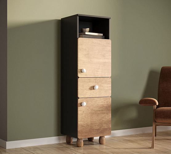 Фото Узкий шкаф сдвумя дверками и одним ящиком Сплит SP13