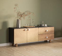 Фото Комод низкий с двумя дверками и ящиками Сплит SP11