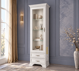 Фото Шкаф с витриной 1V2S TIFFANY (вудлайн кремовый)