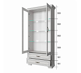 Шкаф с витриной 2V2S TIFFANY (вудлайн кремовый)