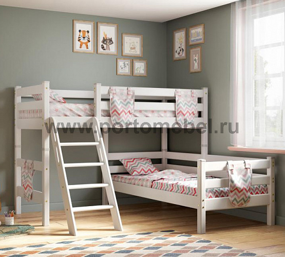 Фото Угловая кровать Соня с наклонной лестницей