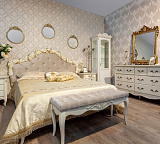 Кровать двуспальная Romantic Gold R418/R416 с мягким изголовьем