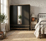 Шкаф трехдверный NN 33 Пенни Блэк комбинированный с 1-м зеркалом