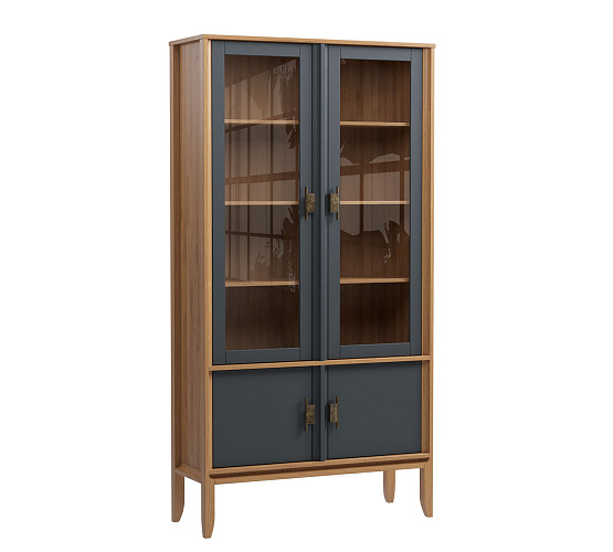 Фото Шкаф Бридж широкий с 2 стеклянными дверями и 2 глухими дверями (Р)