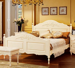 Фото Кровать двуспальная Снежный Прованс с изножьем
