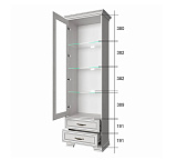 Шкаф с витриной 1V2S TIFFANY (вудлайн кремовый)