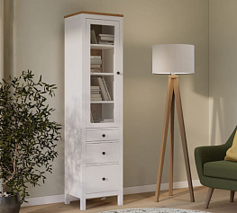 Изображение Шкаф-витрина 3 ящика узкий HEMNES Кымор Фото Шкаф-витрина 3 ящика узкий HEMNES Кымор